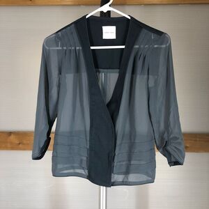 Uo SILENCE +‎ NOISE dark green blue sheer snap blazer jacket sz XS